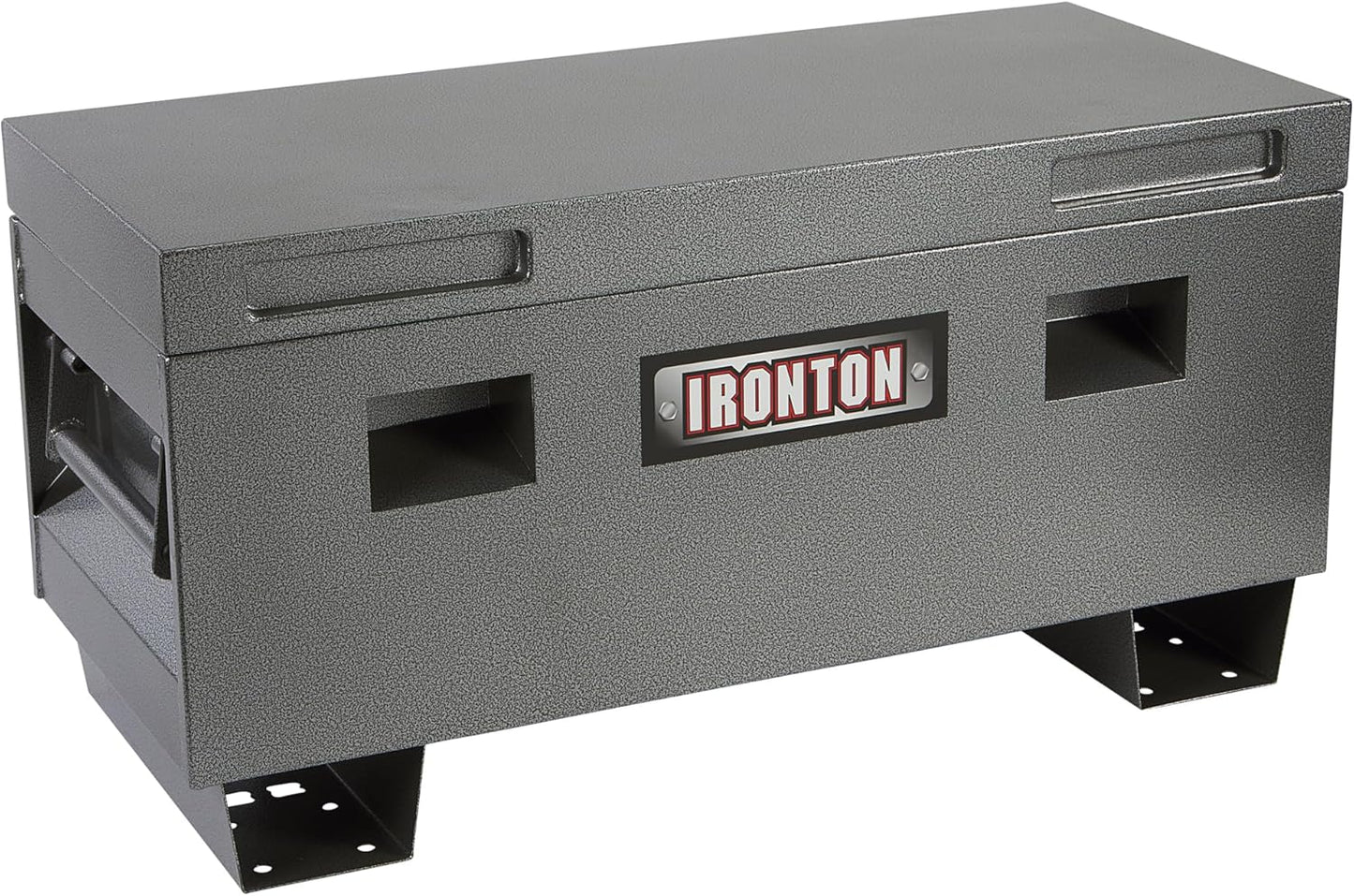 Ironton 36in. Jobsite Box – Heavy-Duty Steel Construction with Lockable Lid, 16-Gauge Powder-Coated Tool Storage Chest for Jobsite Equipment, Gray