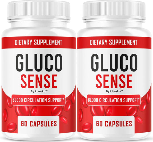(2 Pack) GlucoSense – Official GlucoSense Capsules, Glucosense Pills Support Advanced Blood Formula Supplement, All Natural Premium Health & Wellness - Maximum Strength, 120 Capsules for 2 Months
