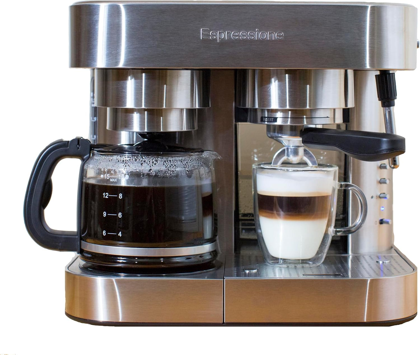 Espressione Combination Stainless Steel Espresso + Coffee Maker, 10 cups