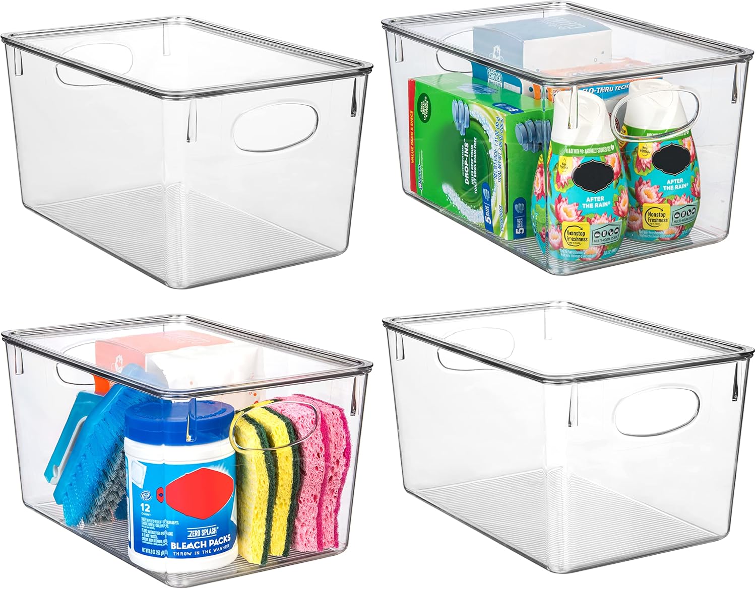 ClearSpace Plastic Storage Bins With lids, 4 Pack \u2013 Perfect Pantry Organization and Storage \u2013 Fridge Organizer, Pantry Storage Containers and Storage Bins, Cabinet Organizers