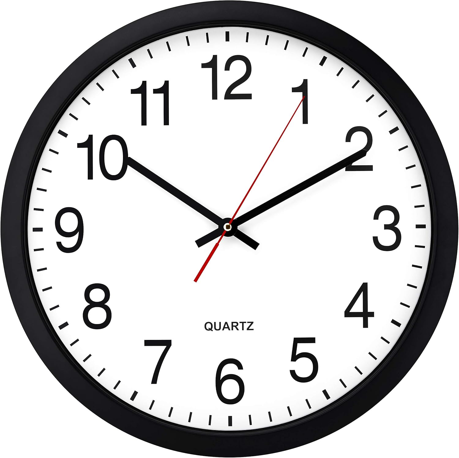 Bernhard Products Black Wall Clock, Silent Non Ticking - 16 Inch Extra Large Quality Quartz Battery Operated Round Easy to Read Home\/Office\/Business\/Kitchen\/Classroom\/School Clocks