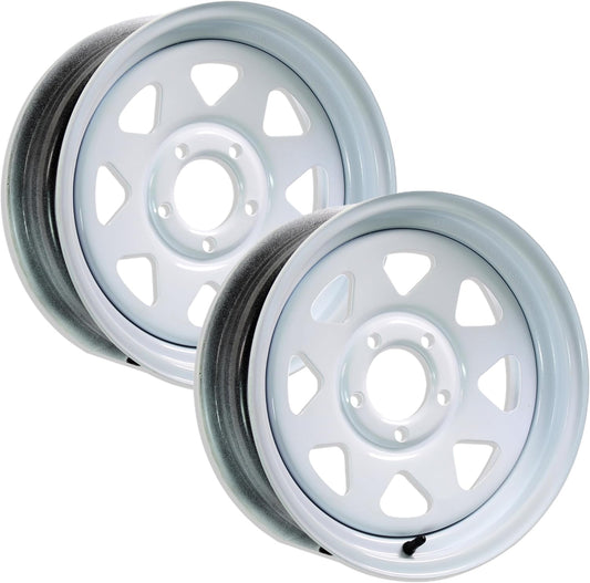eCustomrim 2-Pack Trailer Wheel Rim 15X5 15" 5 Lug On 4.5" Center White Spoke