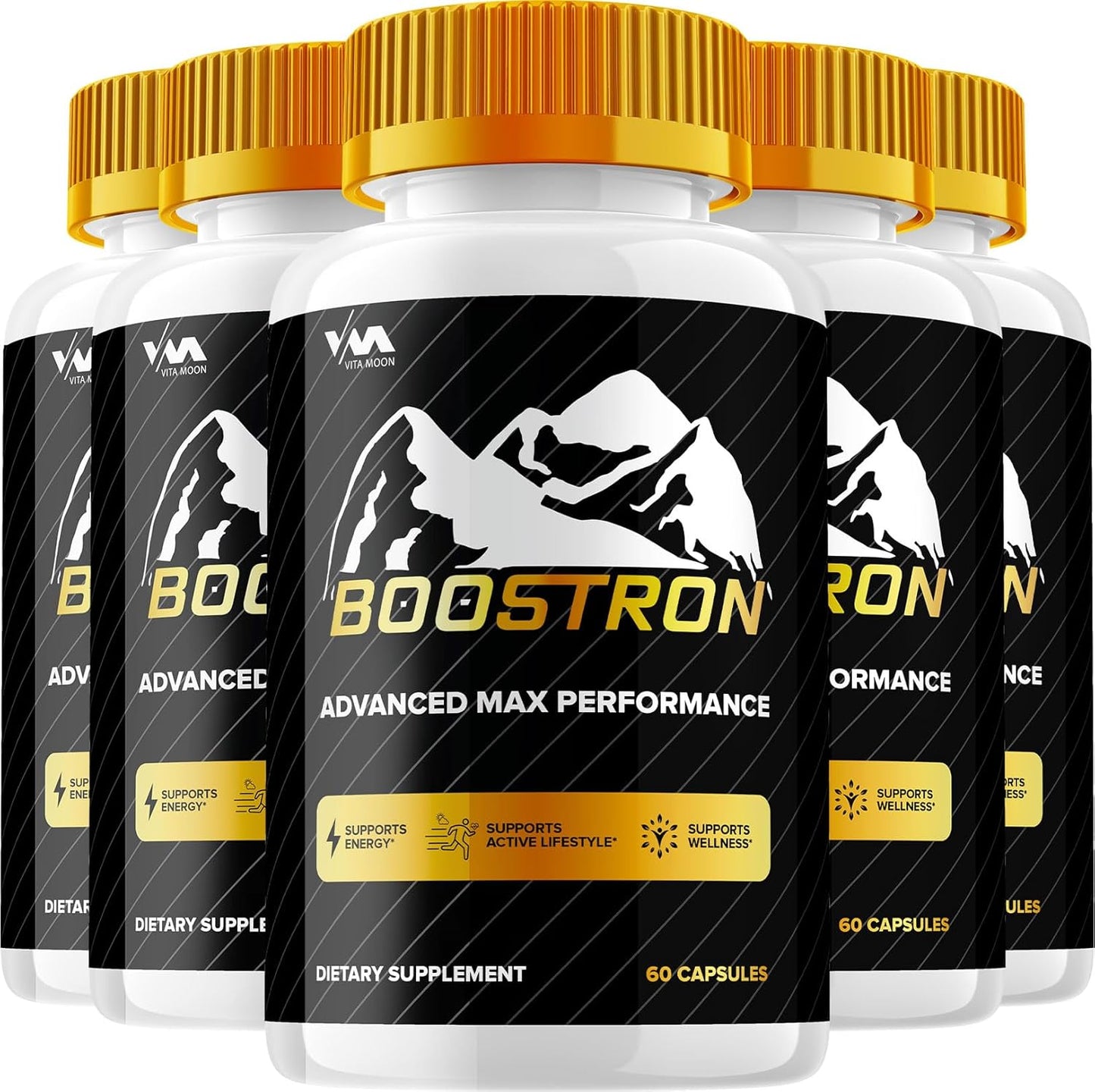 (5 Pack) Boostron Advanced Formula Pills, Boostron Support Supplement, Overall Wellness, Maximum Strength (300 Capsules)