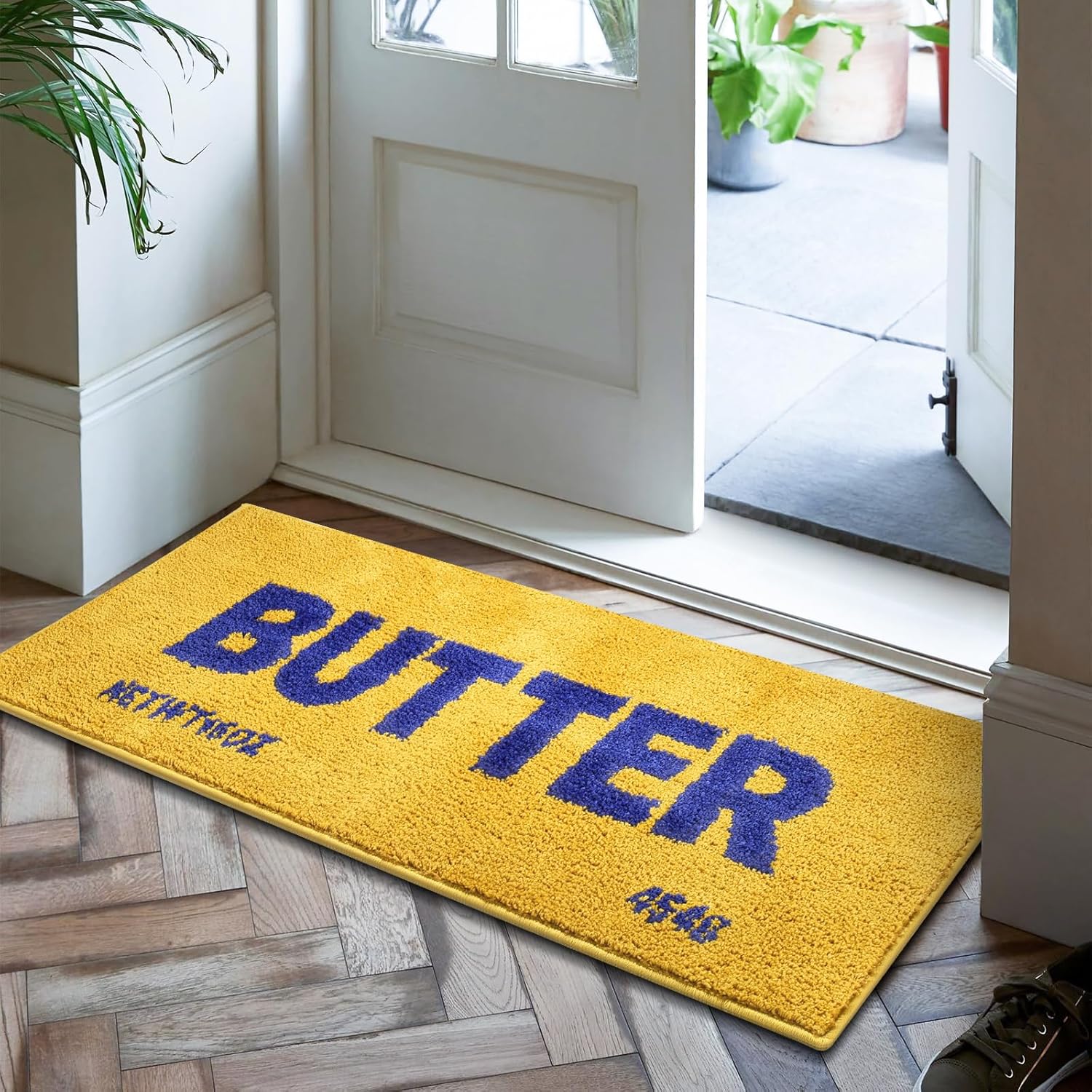 Butter Rug - Bright Yellow Plush Shaggy Non Slip Runner Kitchen Mat and Ultra Soft Accent Rug for Living Room Bedroom or Entryway - 47"x20" Fluffy Indoor Carpet