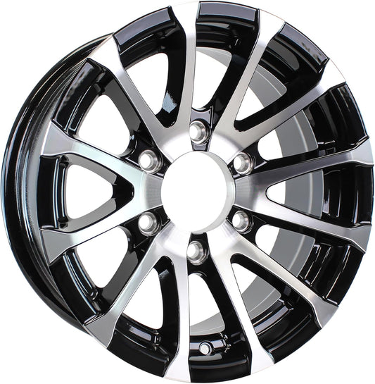 eCustomrim Aluminum Trailer Wheel 16X6 16" Avalanche Black 6 Lug On 5.5" Center Rim