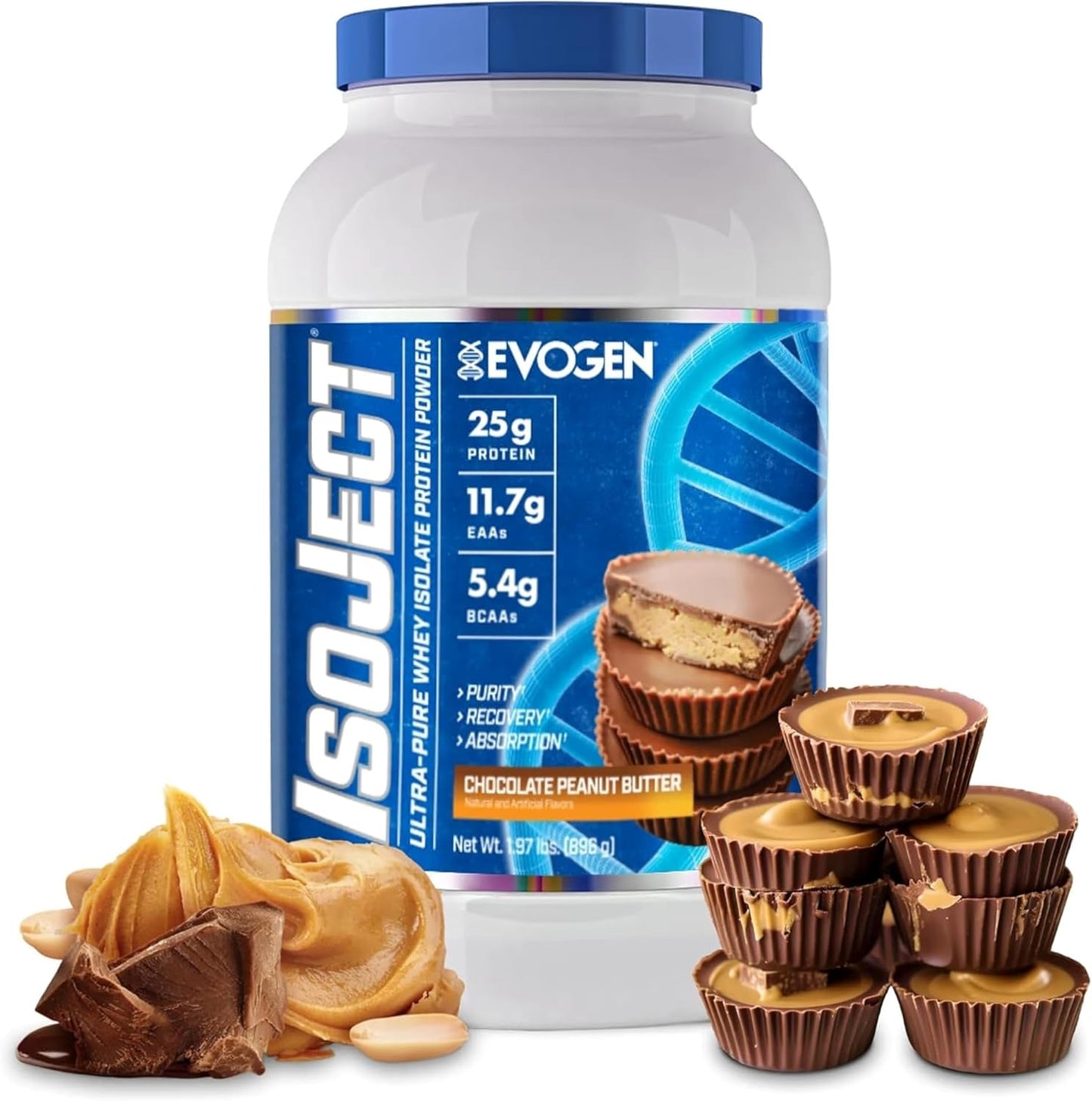 Evogen Isoject - Whey Protein Isolate | Ultra-Pure Whey Protein Powder with Ignitor Enzymes, BCAAs, and EAAs | Enhanced Absorption & Recovery | Chocolate Peanut Butter | 28 Servings