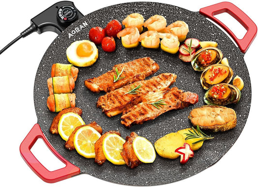 AORAN Indoor Grills Electric Smokeless \u2013 Nonstick Electric Griddle for Indoor Use, Compact & Versatile Cooking for Steaks, Pancakes, and BBQ