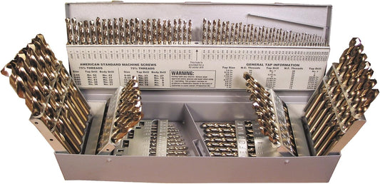 Viking Drill and Tool by Norseman 69280 Type 240-D 135 Degree Split Point Cobalt Jobber Gold Finish Drill Set (115 Piece)