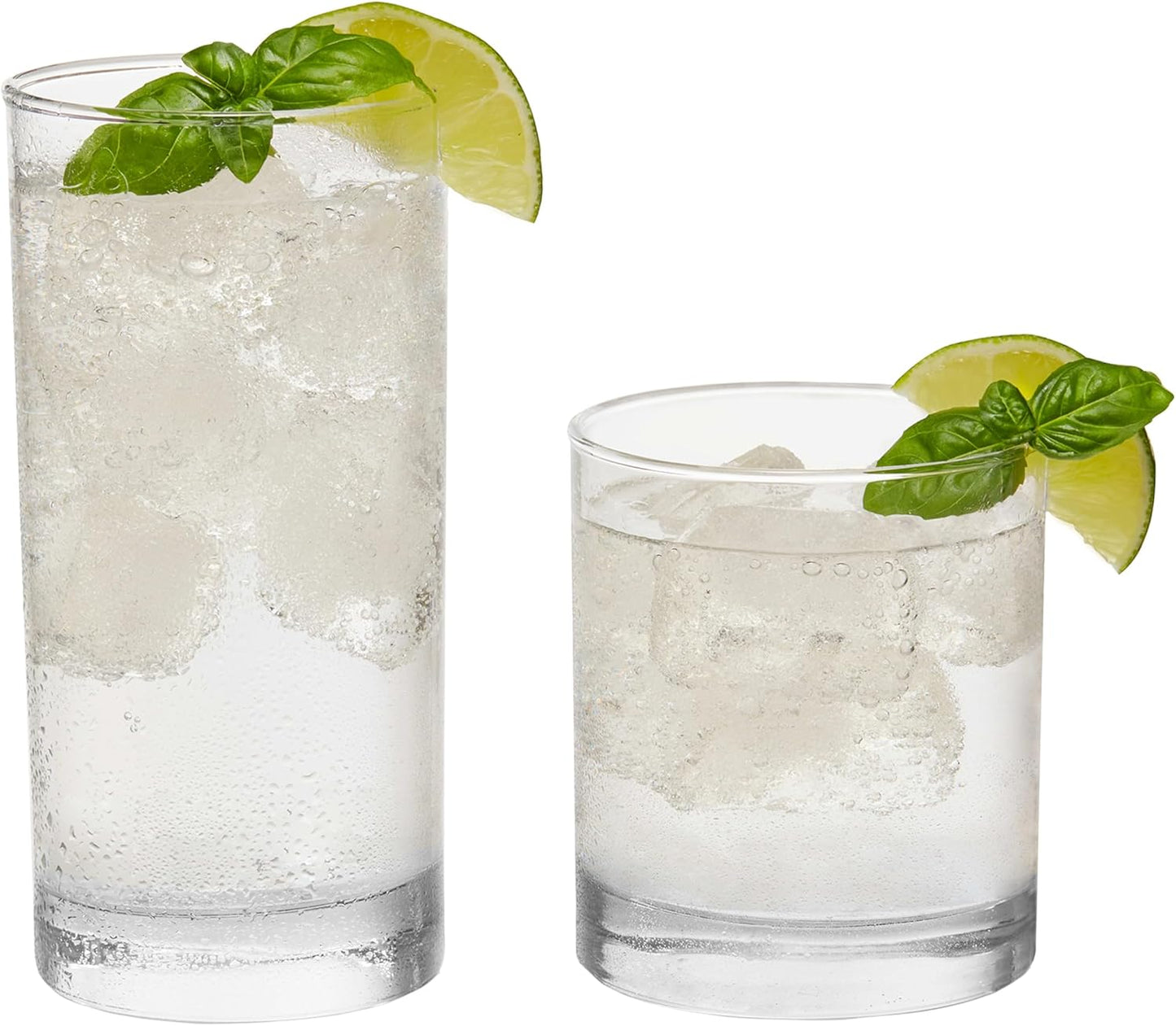 Libbey Province Tumbler and Rocks Glass Set, Elegant Drinkware Glasses Set, Tall Drinking Glasses with Modern Lines, Drinking Glasses Set of 16, 16-Piece