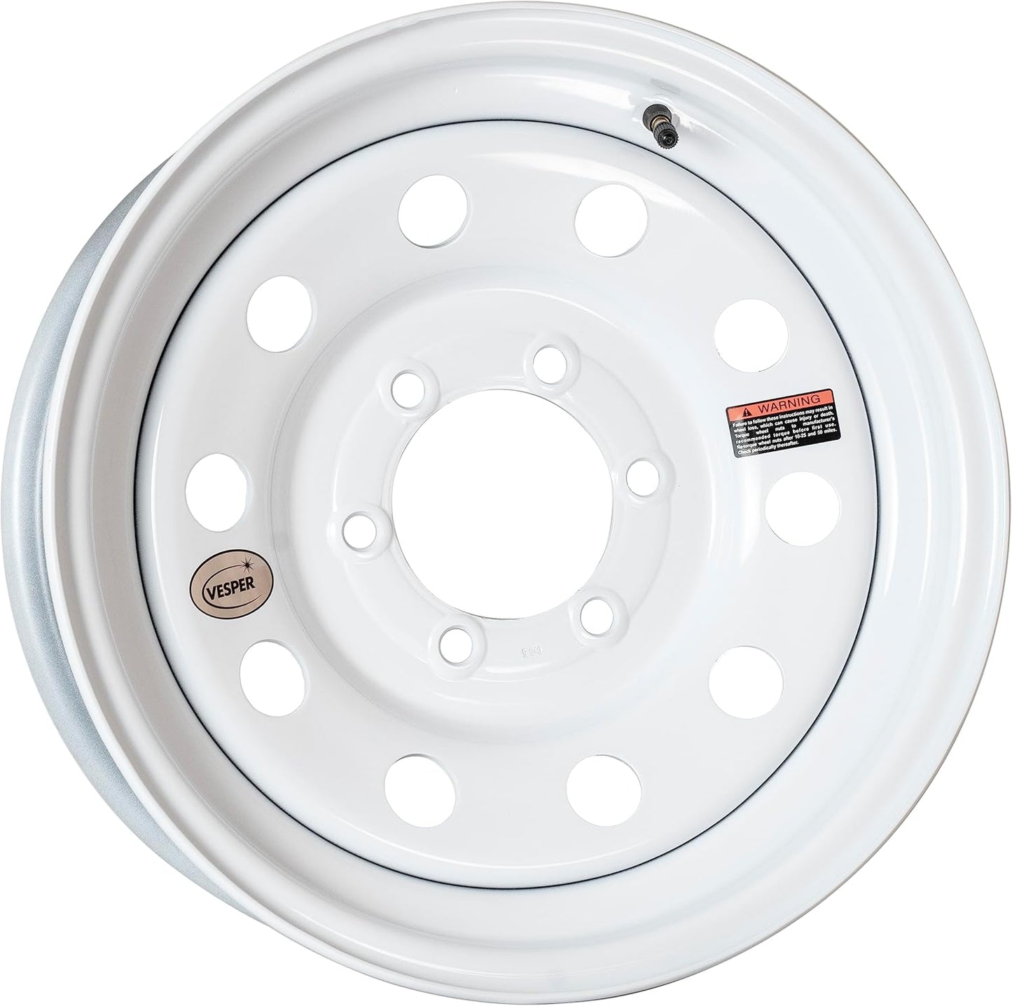 White Steel Trailer Wheel with Valve Stem 16"x6" 6 on 5.5-4.25" CB Updated SKU : WS-16060655-XM-14777-BX