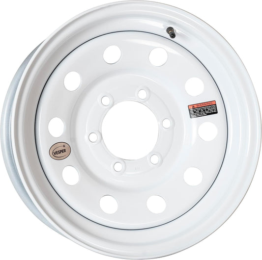 White Steel Trailer Wheel with Valve Stem 16"x6" 6 on 5.5-4.25" CB Updated SKU : WS-16060655-XM-14777-BX