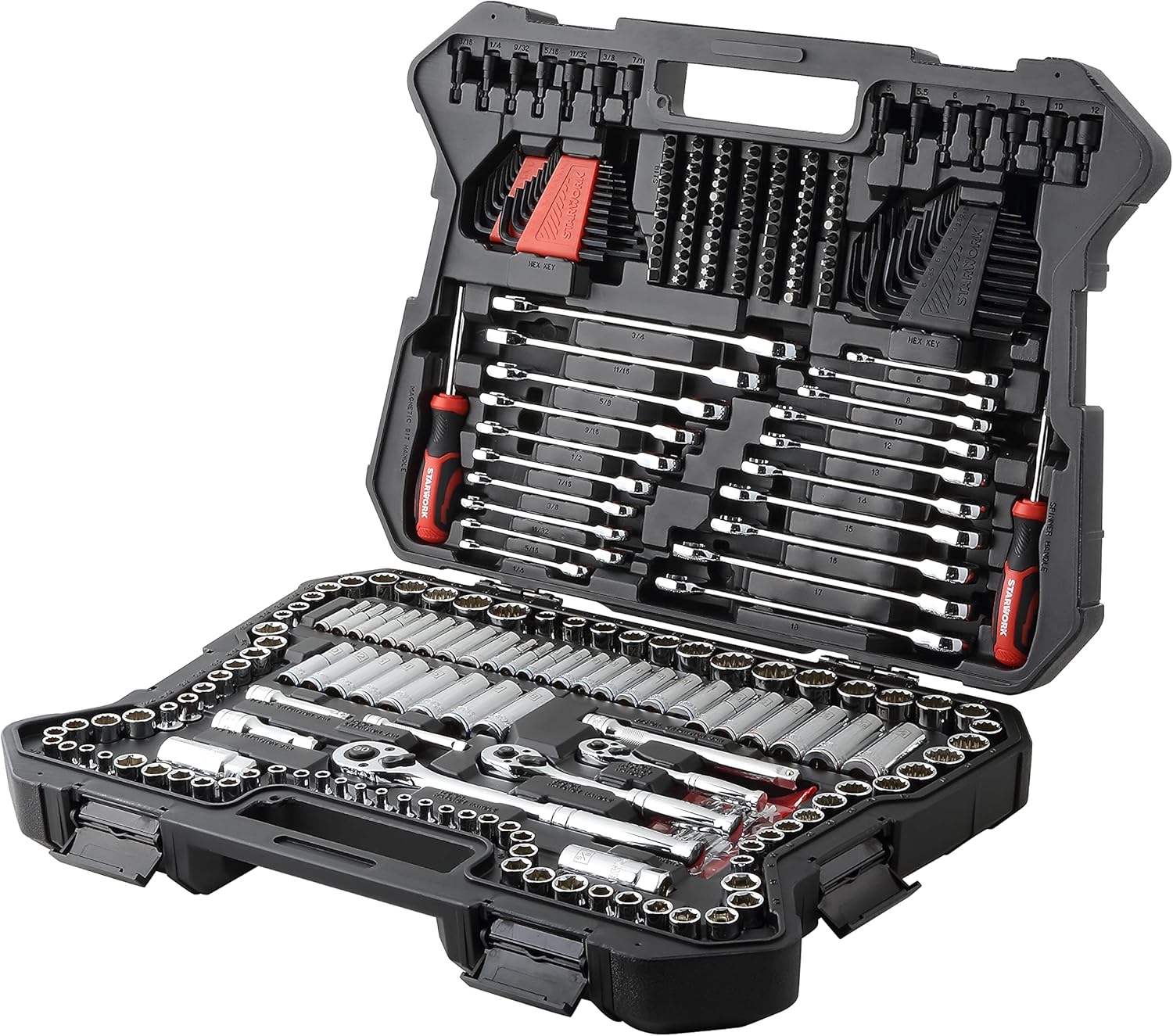 STARWORK TRUE MECHANIC 303-Piece Mechanics Tool Set and Socket Set, Professional, SAE\/Metric