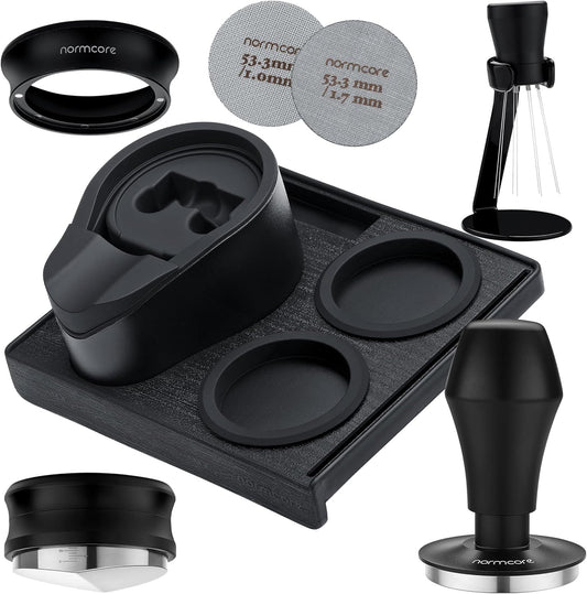 Normcore 53.3mm 7-in-1 Compact Barista Kit: Coffee Tamper, Distributor Tool, WDT with Stand, Dosing funnel, Puck Screen, Tamping Mat, Portafilter Stand, Barista Essentials Kit for Breville Sage 54mm