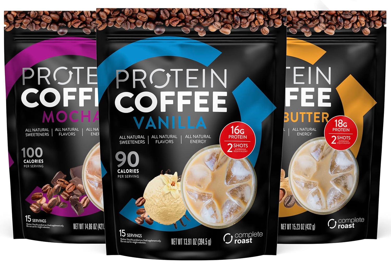 Complete Roast 3-pack - Vanilla, Mocha, and Mocha Peanut Butter