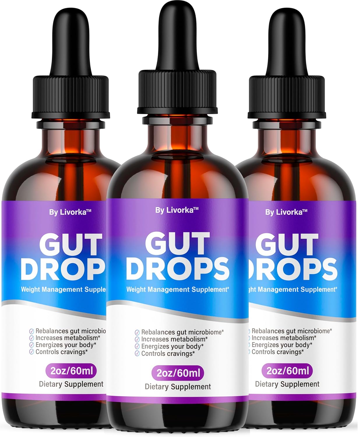 (3 Pack) Gut Drops - Official Gutdrop Supplement Premium Formula, Gutdrops All Natural Liquid Support Advanced Formula Healthy Drops Reviews, Gutdrops Healthy Gut Support, 3 Bottles for 3 Months