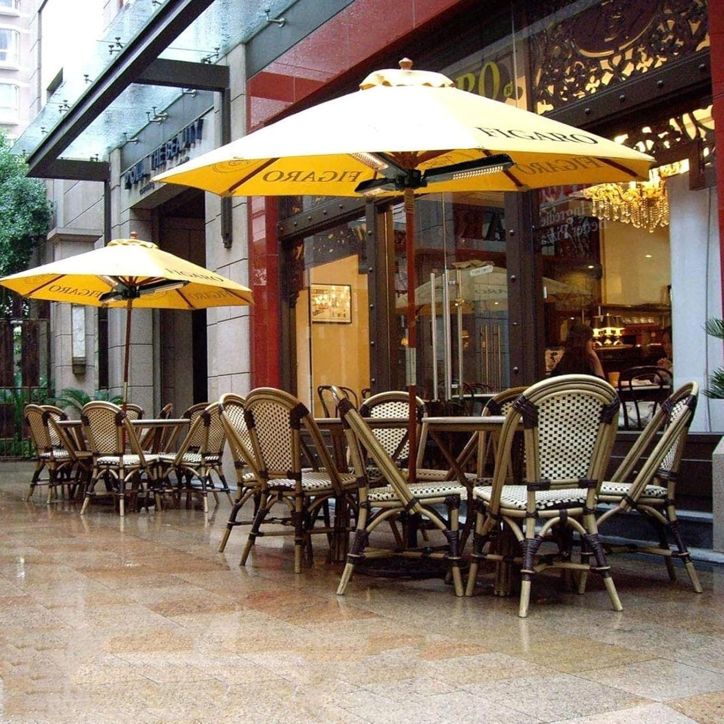 Outdoor Umbrella Heater, Folding Electric Infrared Radiant 500/1000/1500W Adjustable, IP34 Protection Garden Pera Parasol