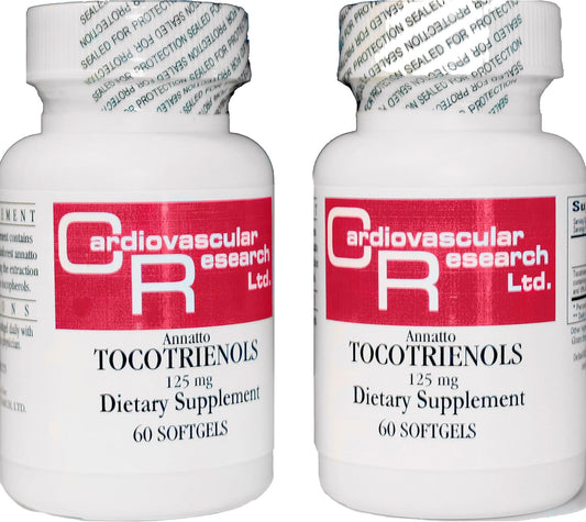 Cardiovascular Research 120 Softgels 125 mg Vitamin E Annatto Tocotrienols Pure DeltaGOLD, 90% Delta and 10% Gamma, 2 Bottles 60 Soft Gels Each (ANNATOC)