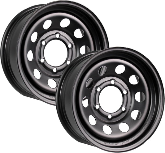 eCustomrim 2-Pack Trailer Wheel 15" 15X6 Black Modular 6 Lug Rim