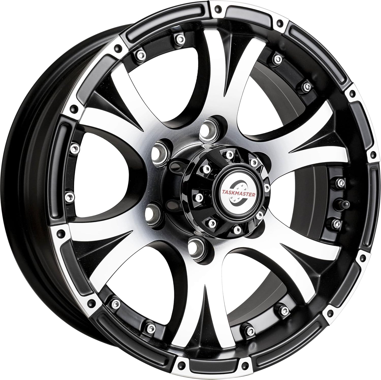 Viking Series 15x 6 6x5.5 4.25 Center Bore Matte Black Machined Face & Lip Aluminum Trailer Wheel with Cap Updated Sku WA-15060655-BMBM-13736-M2
