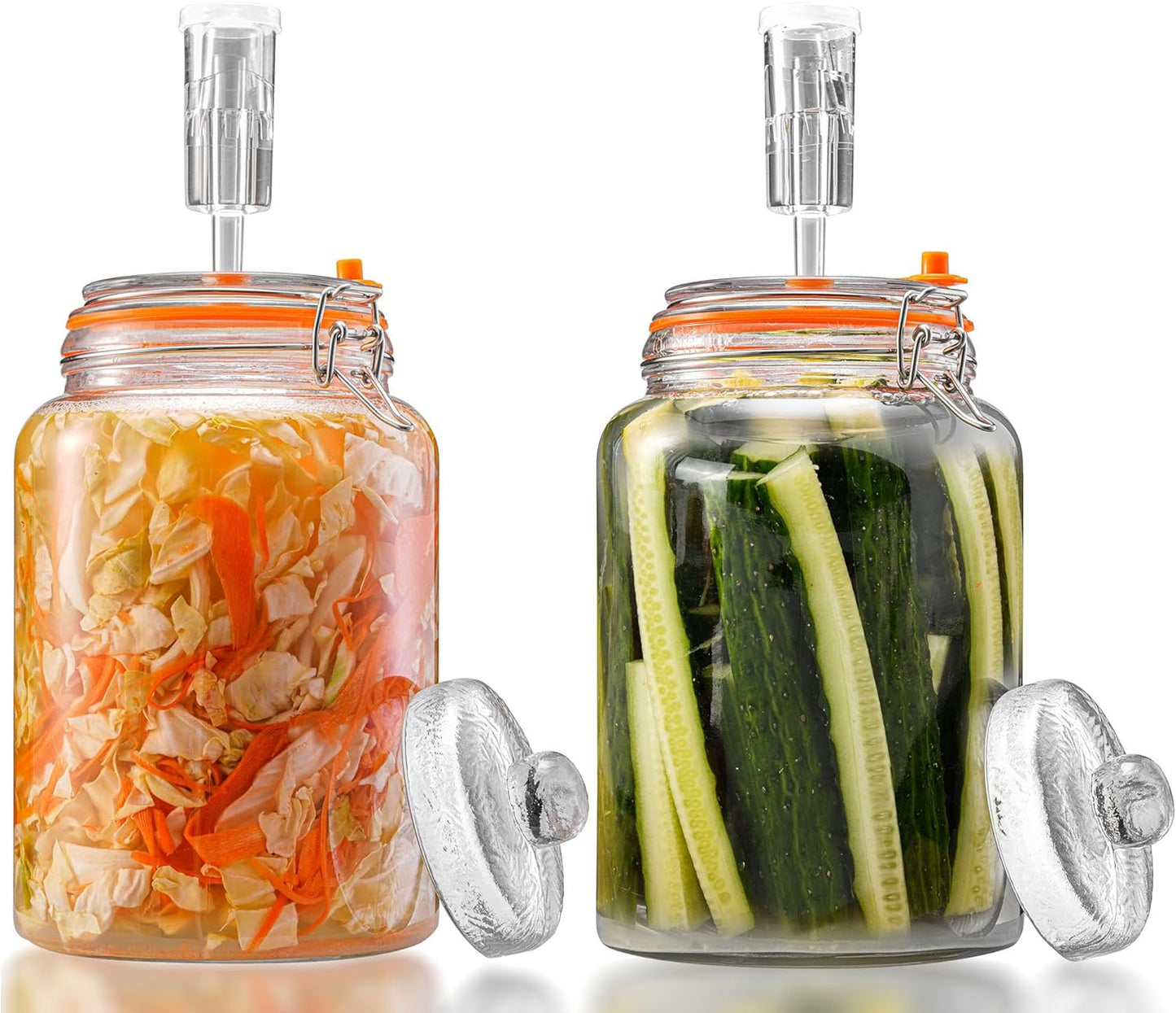 1 Gallon Fermentation Jars with Weights & Airlocks, Fermenting Kit for Sauerkraut, Kimchi, Kombucha and Pickles, 2 Pack