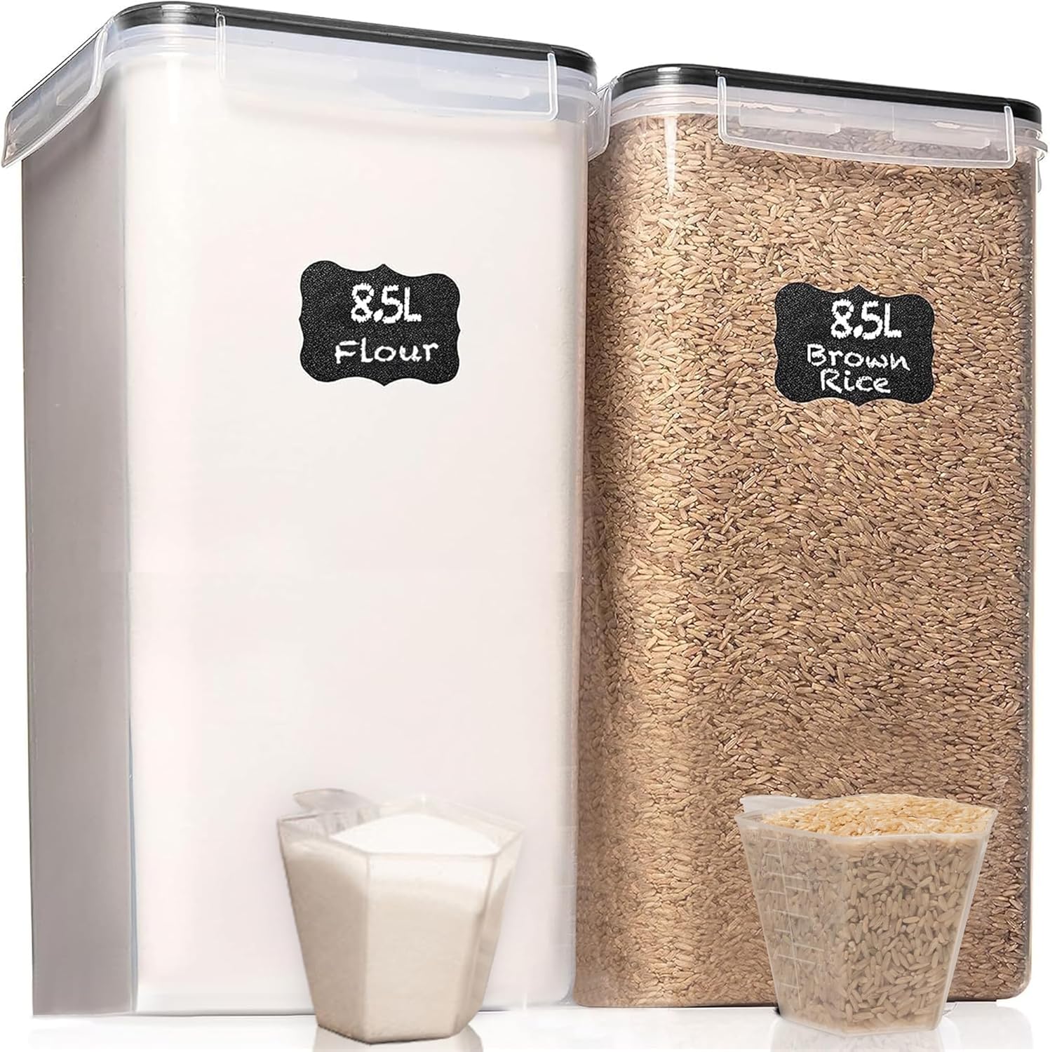 WHITE FEATHER SUPPLIES 2 PC [8.5L \/ 287 Oz] Extra Large Airtight Food Storage Containers with Lids - BPA Free Kitchen and Pantry Organization Containers for Baking Supplies, Cereal, Flour, Sugar, Rice