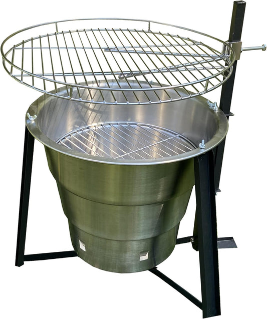 18-Inch Portable Campfire Pit & Grill - Stainless Steel Fire Pit with Raised Edge Grilling Rack