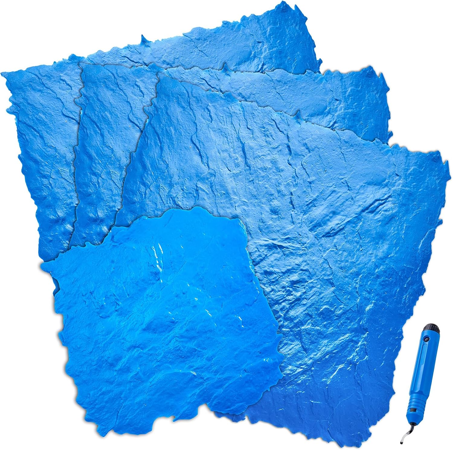 VEVOR Concrete Stamps Mat, 36 x 36 in & 18 x 18 in, 4 pcs Concrete Texturing Skin Polyurethane Stamp Stone Tile Texture Mat, Slate floor Imprint Seamless Stamp Concrete Molds for Outdoor Decorative