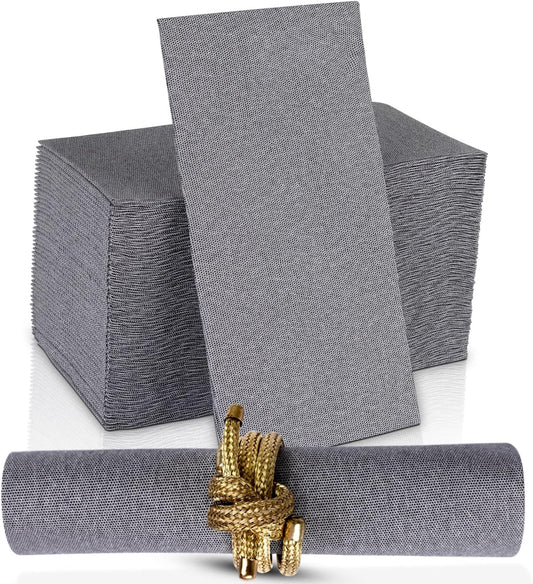 200-pack Naperee Premium Cloth-Like Disposable Paper Dinner Napkins - Made In USA, Soft Black Denim Hand Towel Napkin, Linen Feel - Perfect for Weddings, Parties, Kitchen & Bathroom Use - Gray,