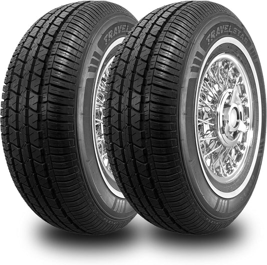 Set of 2 (TWO) Travelstar UN106 All Season 9mm White Wall Radial Passenger Car Tire - 225\/60R16 98T + Road Hazard Warranty Included 225\/60\/16 (Tire Only)
