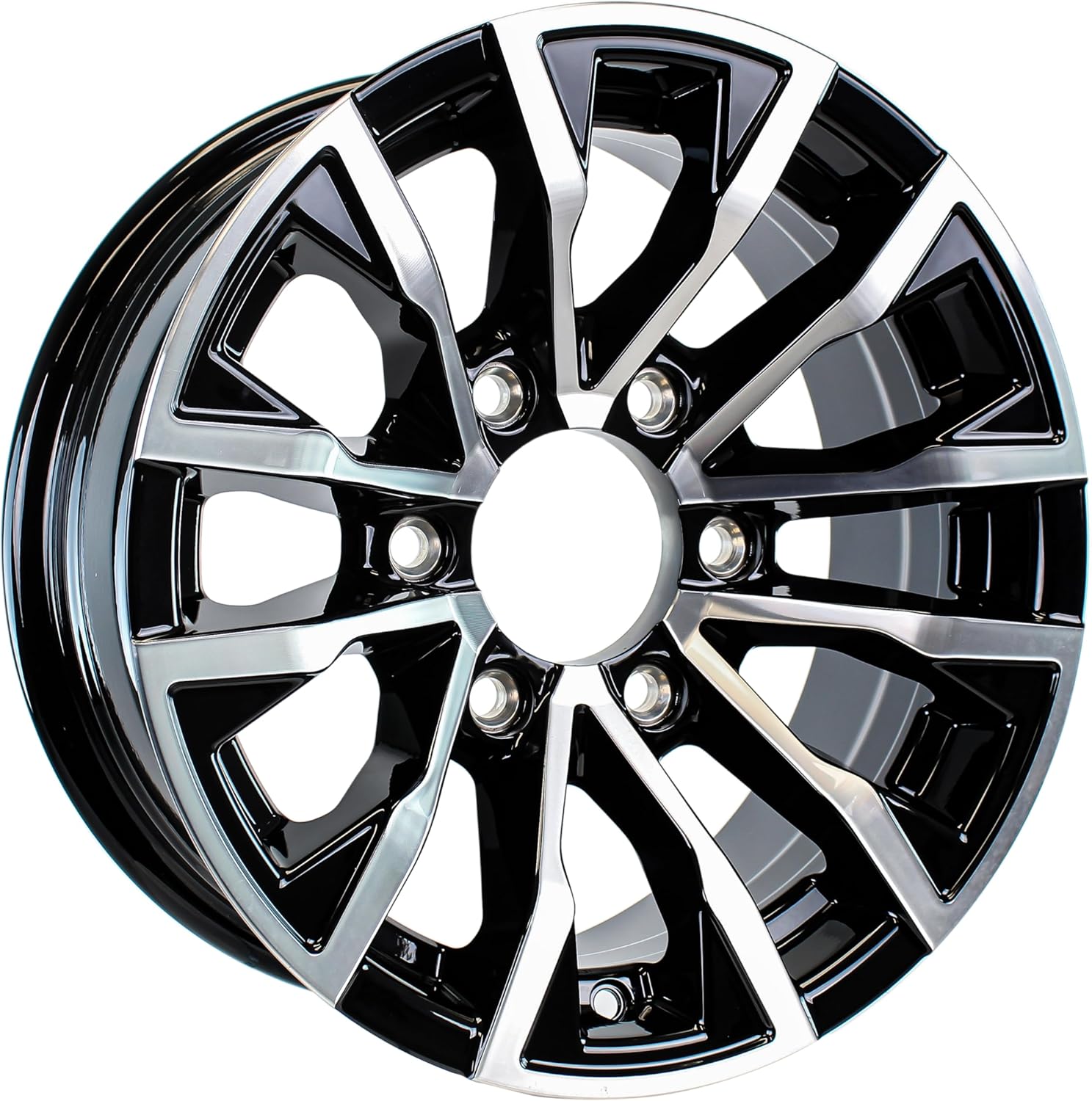 eCustomrim Aluminum Trailer Wheel 16X6 16" Edge Black 6 Lug On 5.5" Center Rim