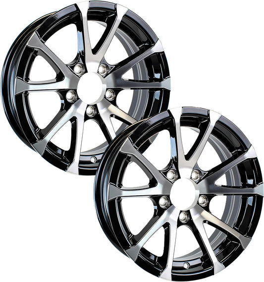 eCustomrim 2-Pack Aluminum Trailer Rims Wheels 5 Lug 14" Avalanche V-Spoke/Black