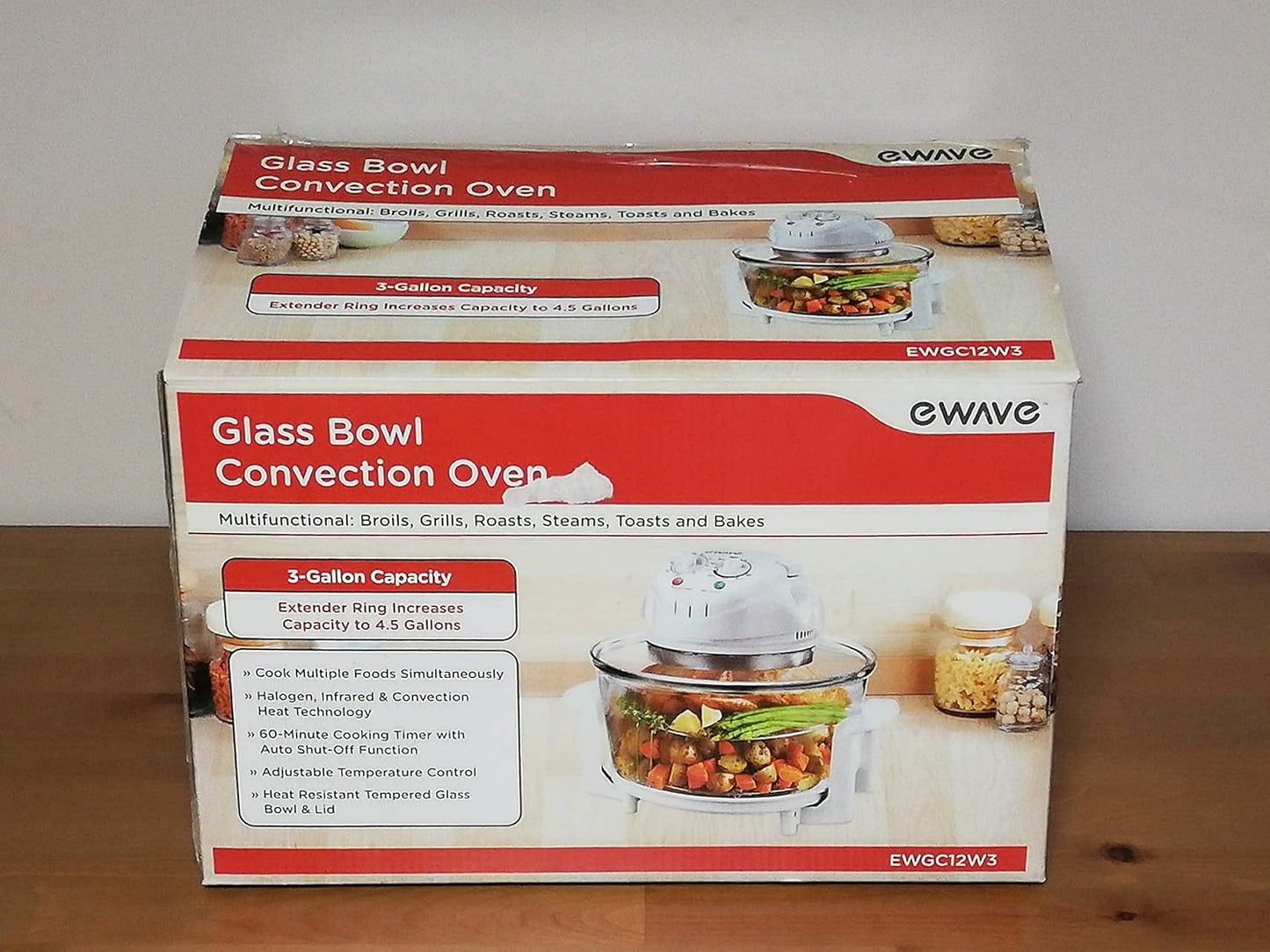 EWave Turbo Glass Bowl Convection Oven White EWGCO1W