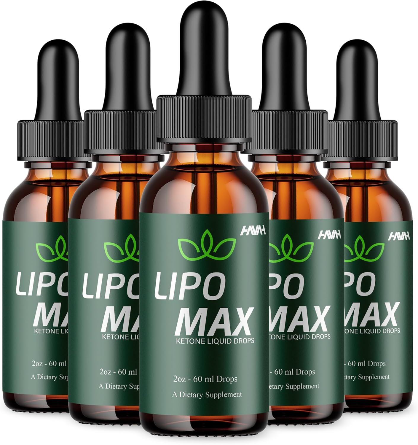 (5 Pack) Lipo Max Drops Lipomax Advanced Liquid Drop Formula, Lipo Max Maximum Strength Overall Health & Wellness Drop Supplement, LipoMax Premium Liquid Supplement Daily Support (10oz / 300ml)