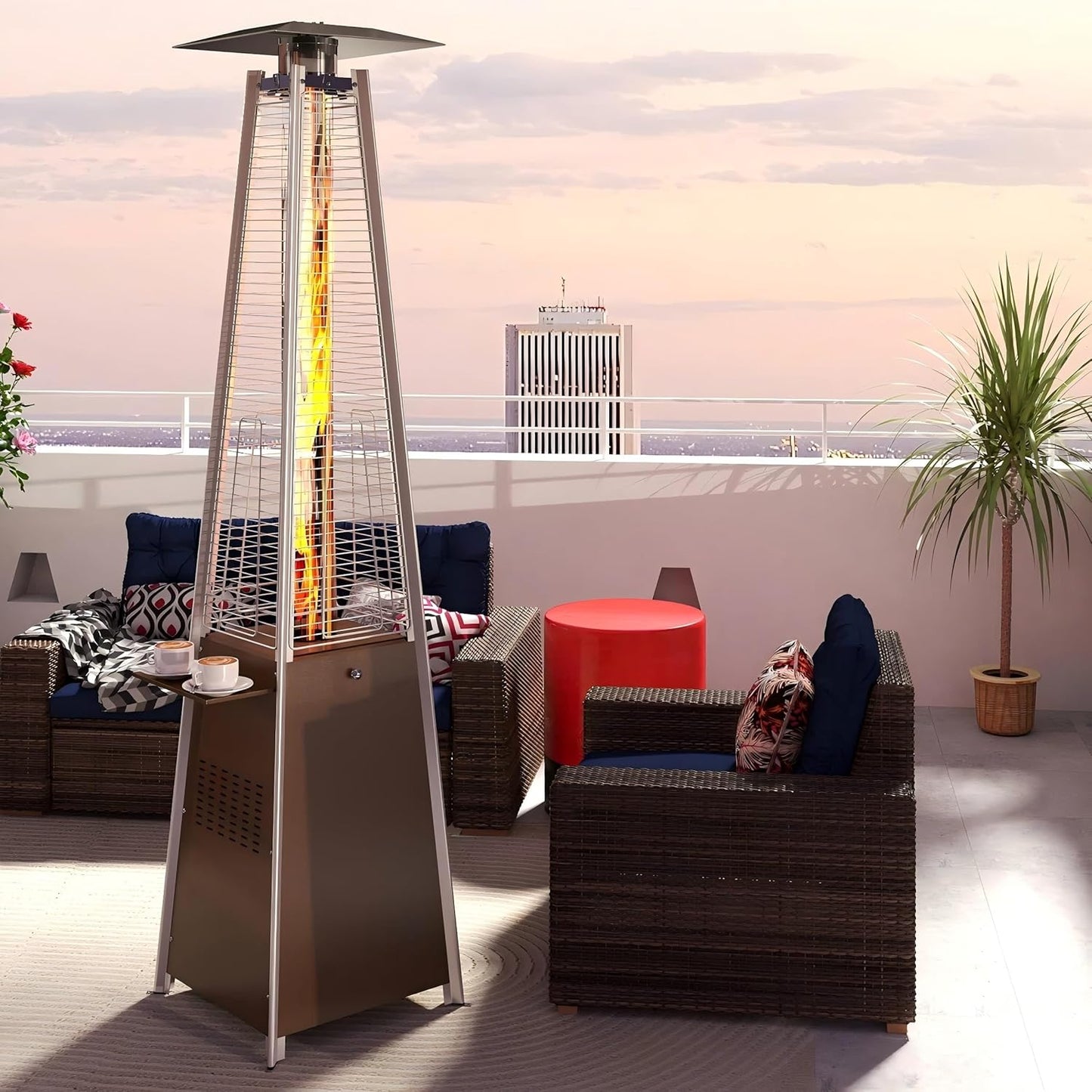 FOOWIN Patio Heater,Propane Patio Heater with Detachable Table,Bronze