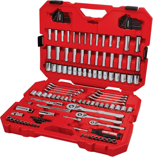 CRAFTSMAN Mechanic Tool Set 135 Pcs, 1\/4, 1\/2 and 3\/8 Inch Drive SAE and Metric Socket Wrench Set with Case (CMMT12124)
