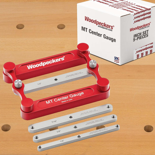 Woodpeckers MT Center Gauge Inch Set, Perfectly-Centered Mortise and Tenon Layout + Scribing Tool with Interchangeable Inch\/Metric Marking Bars for Flawless Joinery, USA-Made MTCGSS-IN-24