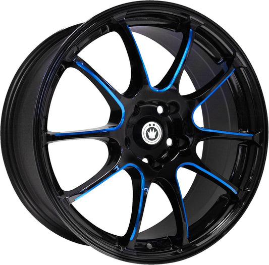 Konig Illusion Black Ball Cut Blue Wheel (17x7"/5x114.3mm)