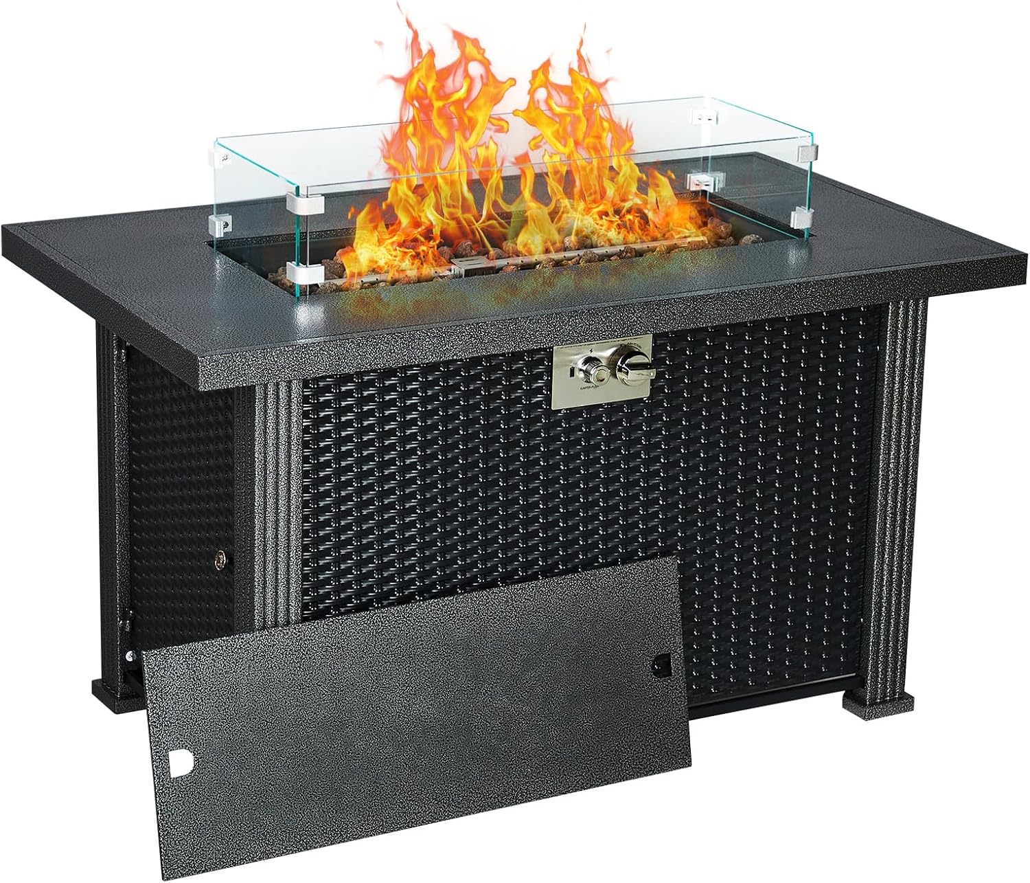 44 Inch Outdoor Gas Fire Pit Table, 50000 BTU Propane Firepit with Premium Heat Output, Convenient Electronic Ignition,Versatile Dining Functionality, for Patio or Garden