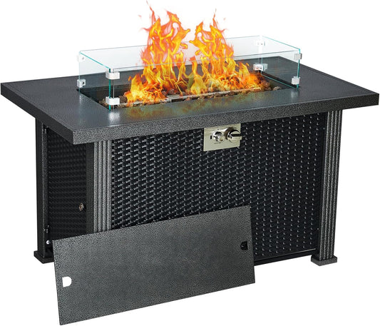44 Inch Outdoor Gas Fire Pit Table, 50000 BTU Propane Firepit with Premium Heat Output, Convenient Electronic Ignition,Versatile Dining Functionality, for Patio or Garden