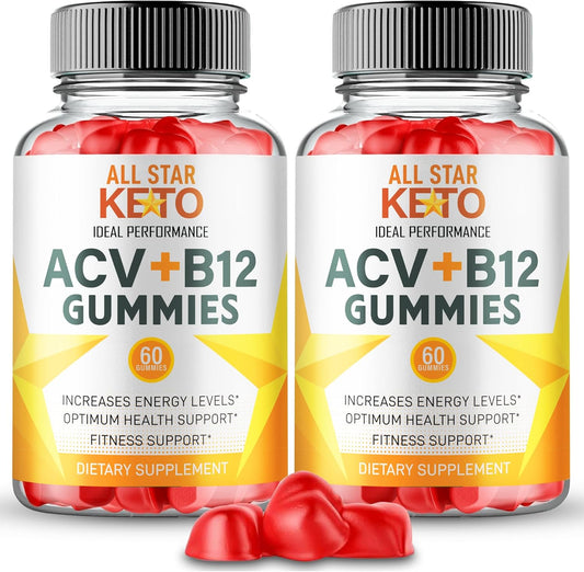 All Star Keto Gummies, All Star Keto ACV Gummies Supplement - Maximum Strength, Keto+ ACV Gummys, All Natural Support Formula ACV+B12 Gummy, Advanced Formula Allstar Gummy Reviews (2 Pack)
