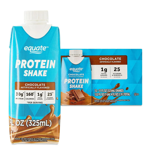 Equate Easy-to-drink shakes Meal Replacement 30g Protein Low Sugar Gluten Free Lactose Free Nutritional Shake Ready to Drink for Workout Recovery and Muscle Gain 11 oz