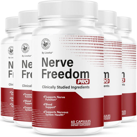 (5 Pack) Nerve Freedom Pro - NerveFreedom Pro Capsules, NerveFreedom Supplement Support, NerveFreedom Pro Pills All Natural Ingredients, Nerve Health Support Advanced Formula, 300 Capsules for 5 Month
