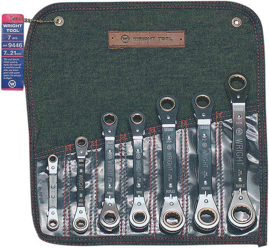 Wright Tool 9446 7 Pc. Ratcheting Box Wrench Set 7mm - 21mm (7-Piece),Silver