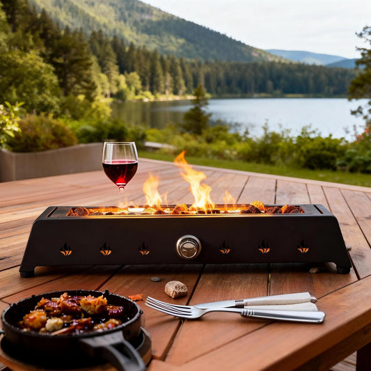 28" Propane Gas Fire Pits, 40000 BTU Rectangular Steel Fire Pit for Outdoor living room Garden Balcony Courtyard Backyard, Home Essentials, Christmas, Thanksgiving Essentials Outdoor Furniture - Black