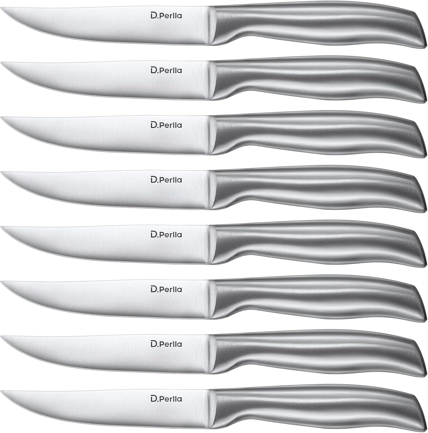 D.Perlla Steak Knives, Super Sharp Straight Edge Steak Knife Set of 8, Professional Straight Edge Kitchen Table Dinner Knives, Elegant High Carbon Stainless Steel Kitchen Steak Knife Set, 4.5IN