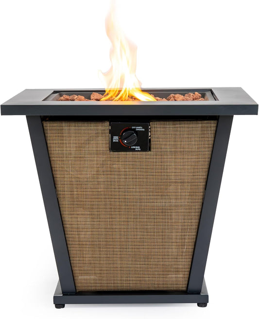 28" Propane Fire Pit, Smokeless Fire Pit 50000 BTU Square Steel Outdoor Fire Pit Table for Outside Patio Deck Garden Courtyard Backyard, Home Essentials, Christmas, Thanksgiving Essentials, Brown