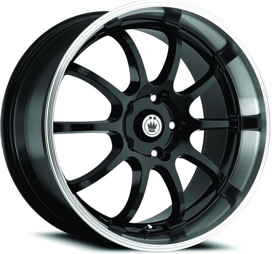 Konig Lightning Gloss Black Wheel with Machined Lip (Dual Drilled 16X7 / 5x100mm and 5x114.3mm)