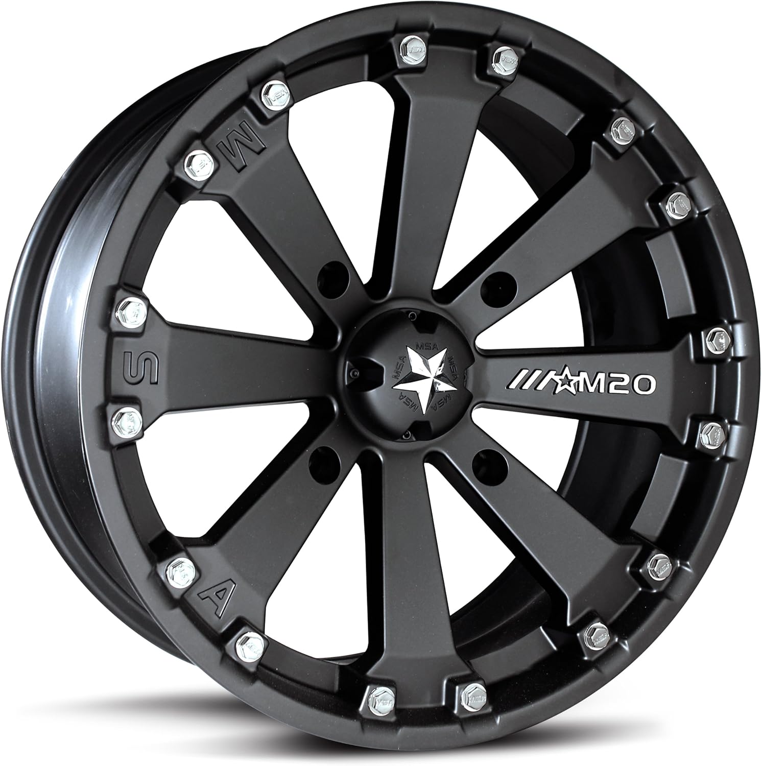 MotoSport Alloys M20 Kore Satin Black Wheel with Flat Finish and Chromium (hexavalent compounds) (14 x 7. inches /4 x 156 mm, 0 mm Offset)