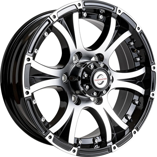 Viking Series 16" x 6" & 6x5.5 Machined Lip and Face Gloss Black Aluminum Finish Wheel with Black Cap
