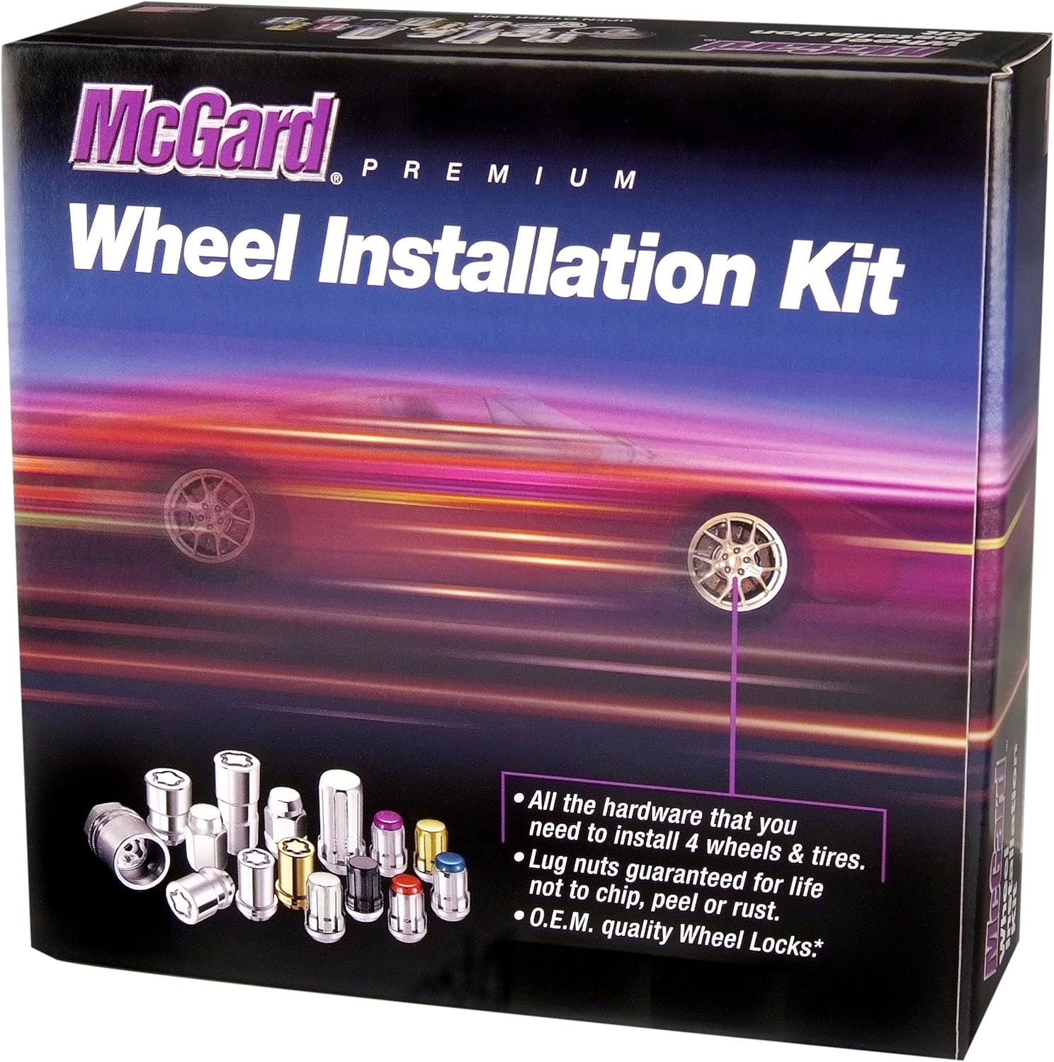 McGard 65515BK Black Spline Drive 5 Lug Wheel Installation Kit (M14 x 1.5), 16 Lug Nuts / 4 Locks / 1 Key / 1 Install Tool